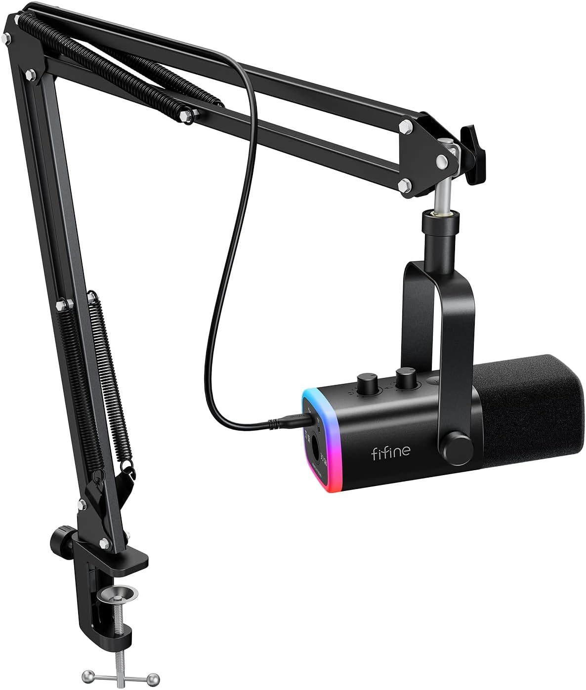 FIFINE Podcast USB Microphone with Arm